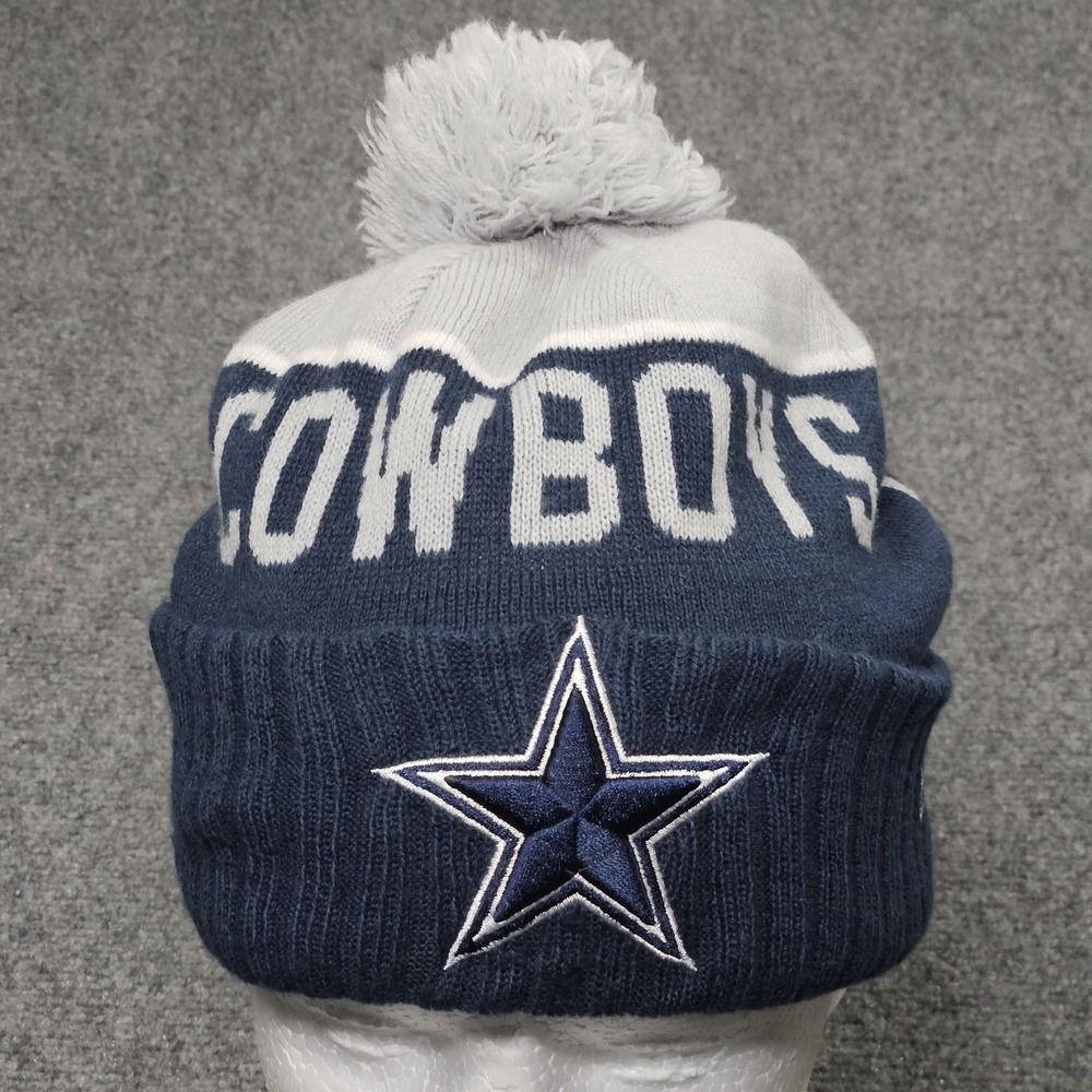 Dallas Cowboys Beanie New Era Navy Gray Pom Knit‎ Hat NFL Fan Gear Sportswear